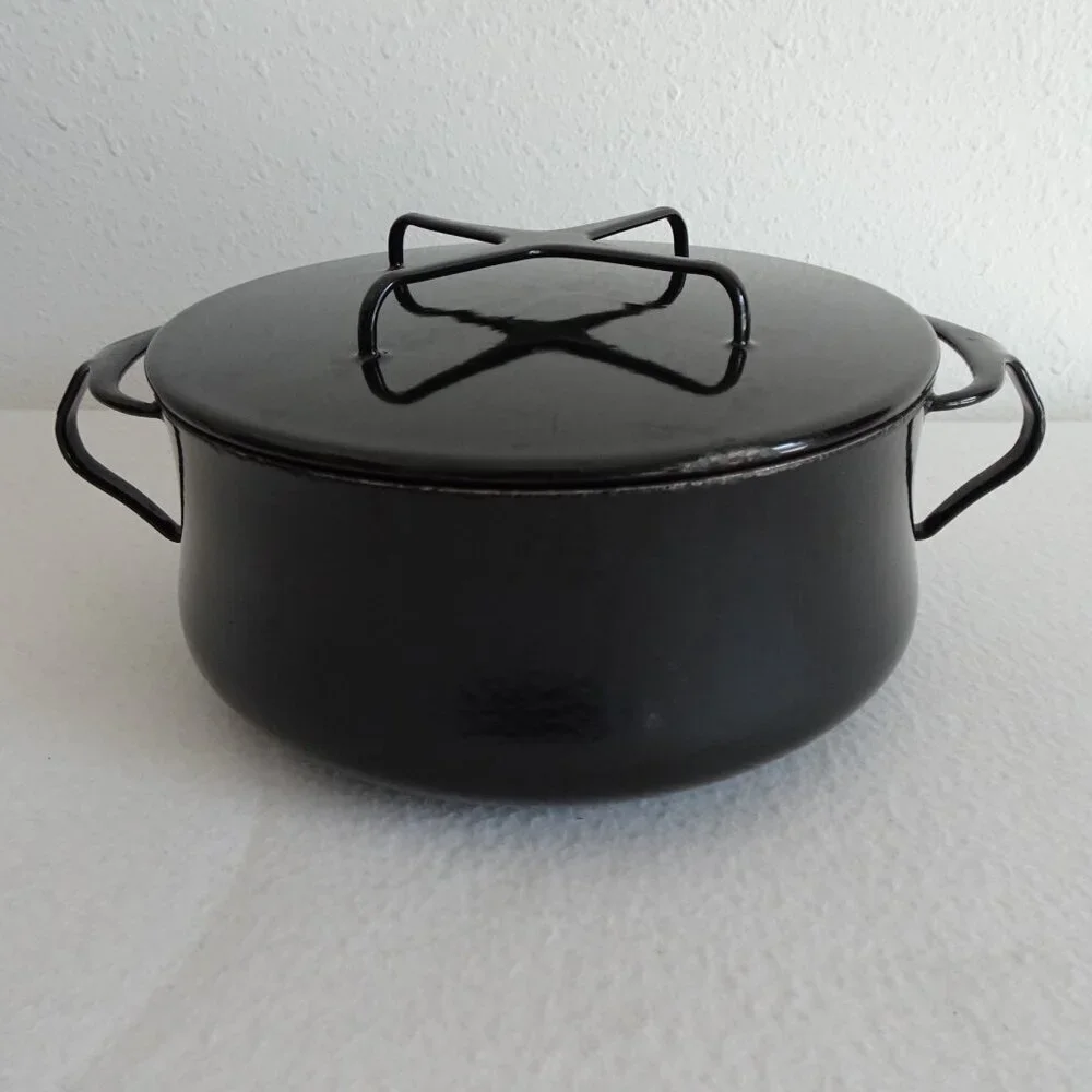 Black Dansk International 3 Quart Enamel Casserole Pot w/Lid Dutch Oven